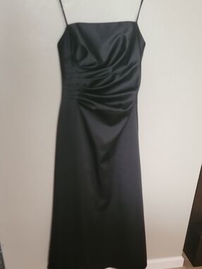 Classic Black Satin Strapless Evening Dress